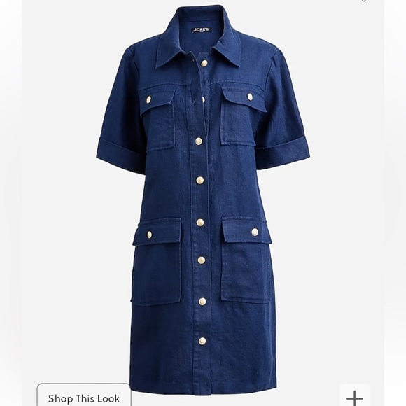 J crew Gamine shirtdress in linen dark evening blue - Picture 4 of 5